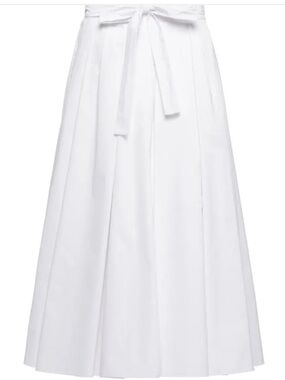 Prada pleated wrap tie cotton poplin maxi skirt NWT